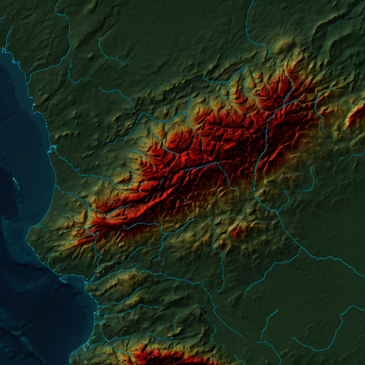 Topographic conflict zone map of Eastern Ukraine with heatmap overlays